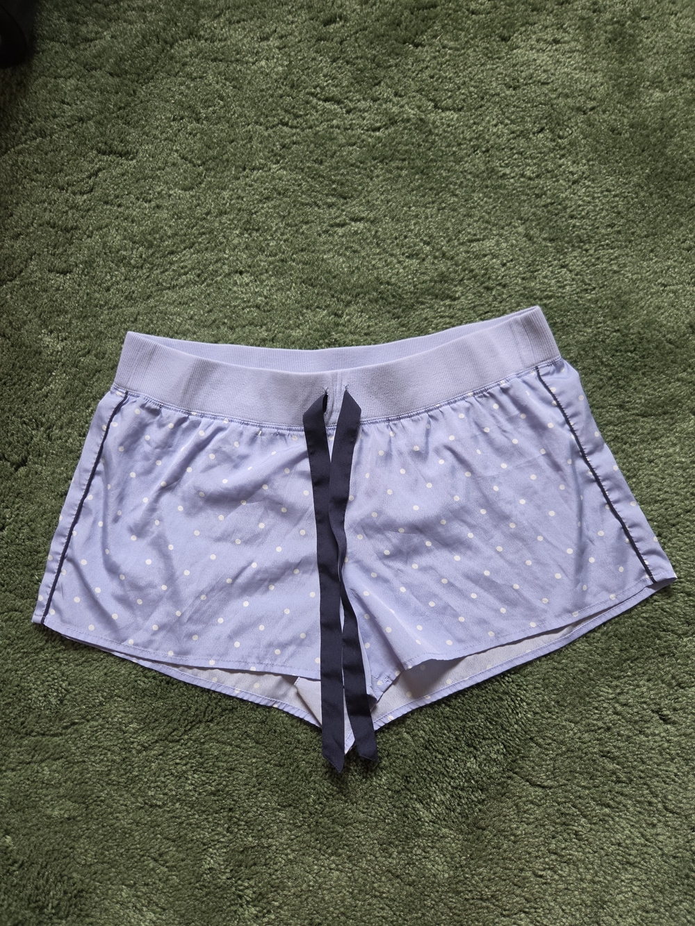 aerie Light Purple Polka Dot Lounge Shorts with Navy Drawstring